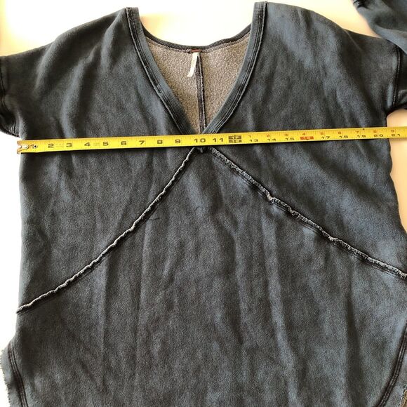 Free People Women’s Western Indigo Distressed Sweatshirt Top Size XS - Picture 4 of 13